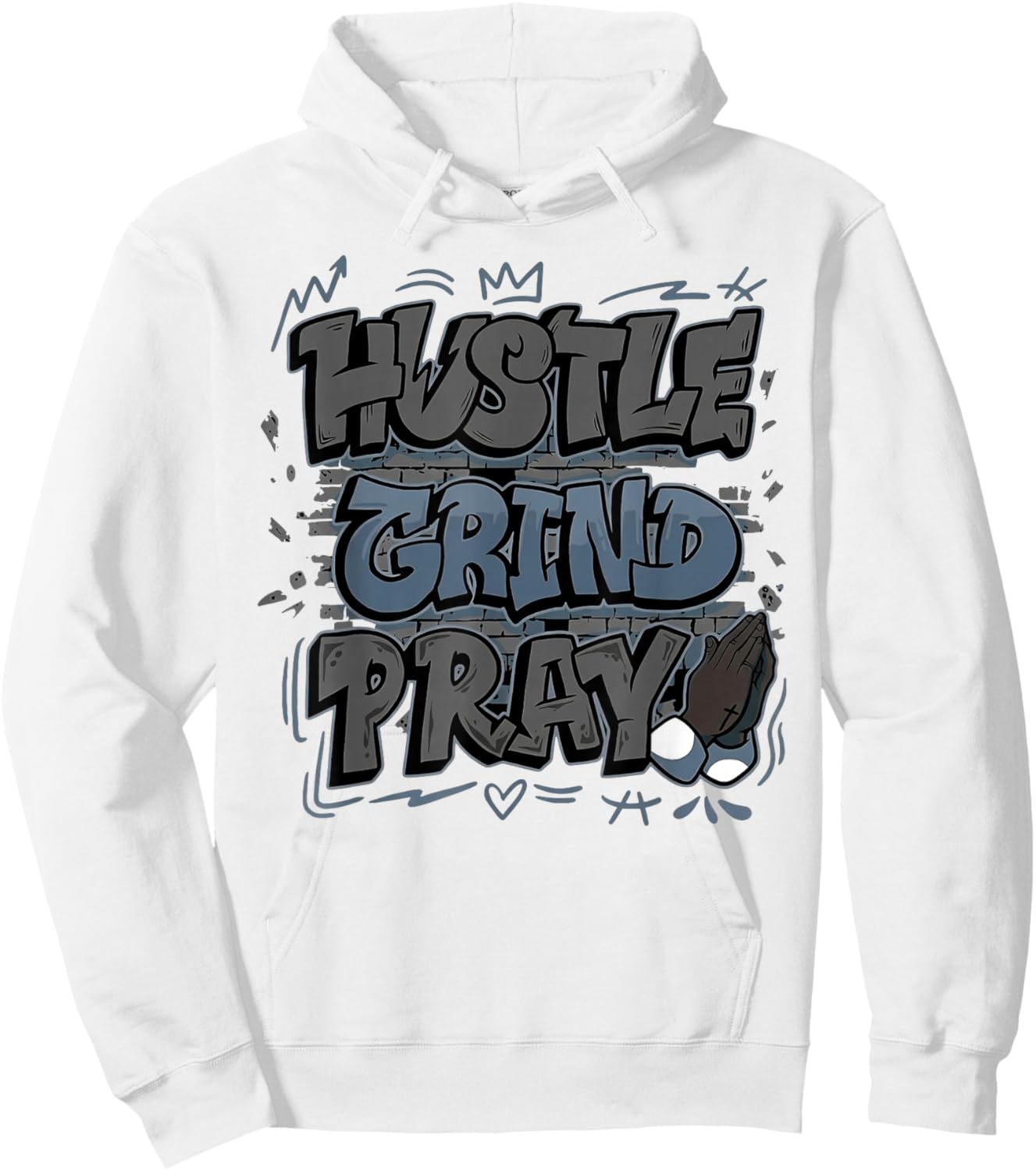Hustle Grind Pray Hoodie - Hoodie | White