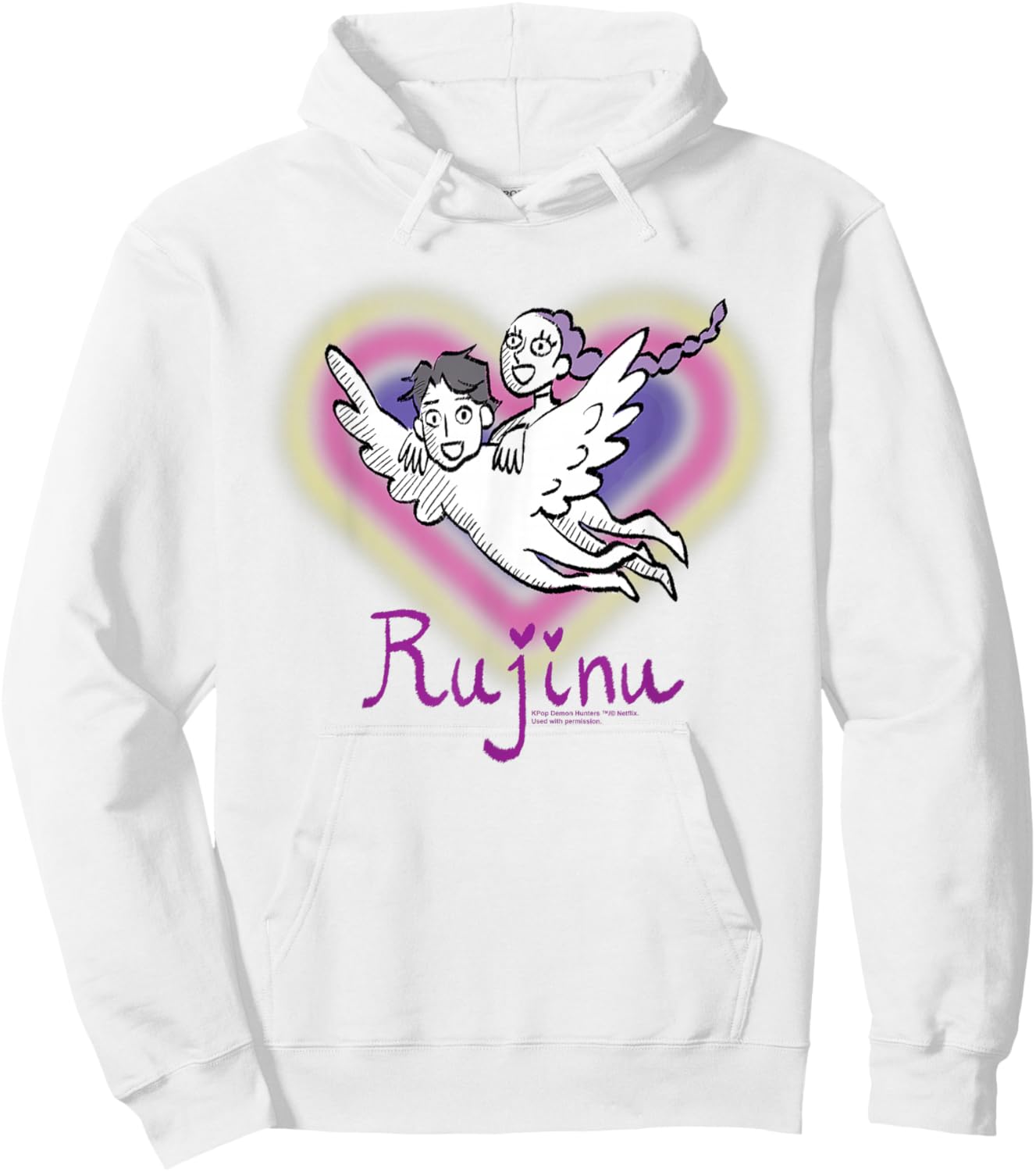 Kpop Demon Hunters Huntrix Saja Boys Rujinu Heart Fan Art Hoodie - Hoodie | White
