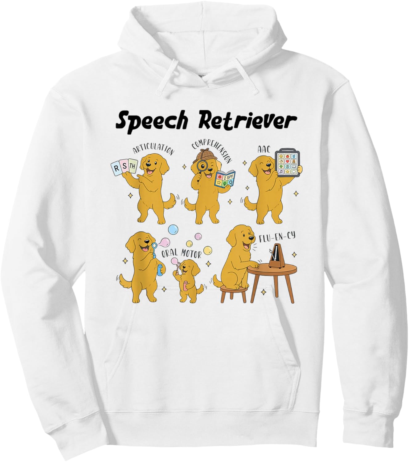 Women Funny Speech Therapy SLP 'Speech Retriever' Dog Hoodie - Hoodie | White