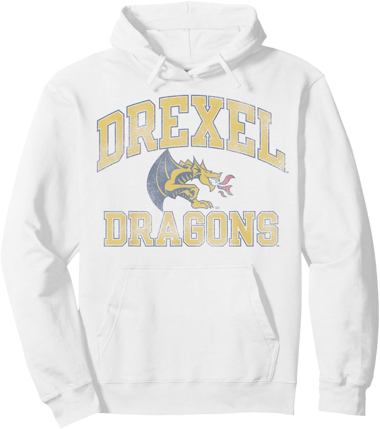 Drexel Dragons Vintage Worn Gray Officially Licensed Hoodie - Hoodie | White