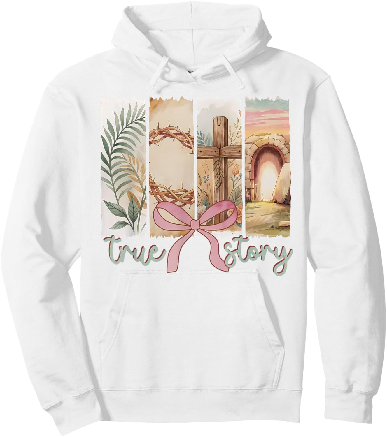 Happy Easter True Story He Is Risen Coquette Floral Spring Hoodie - Hoodie | White