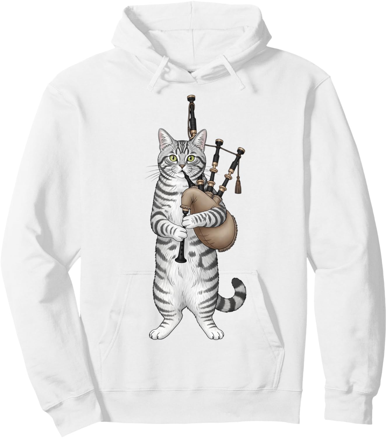 Funny Cat Playing Bagpipes Men Women Kids Boys Bagpipe Hoodie - Hoodie | White