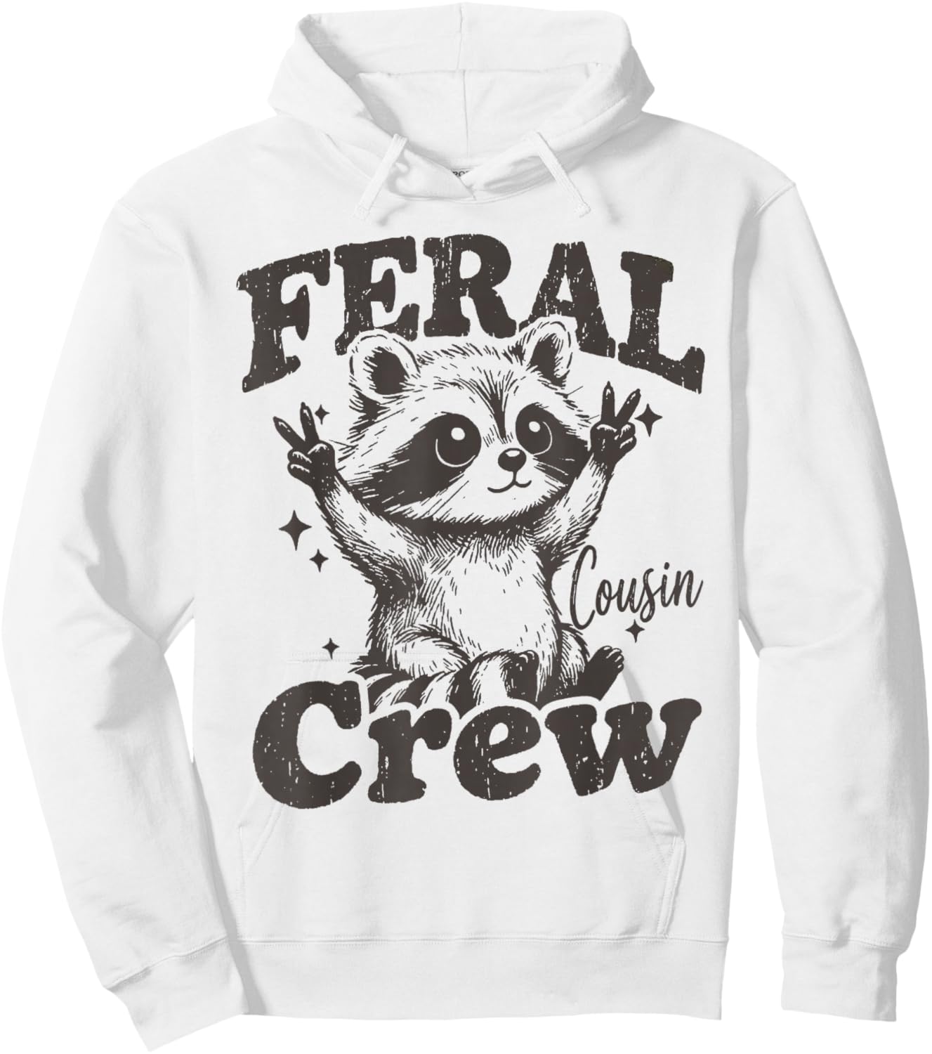 Summer Feral Cousin Crew Raccoon Matching Family Graphic Hoodie - Hoodie | White
