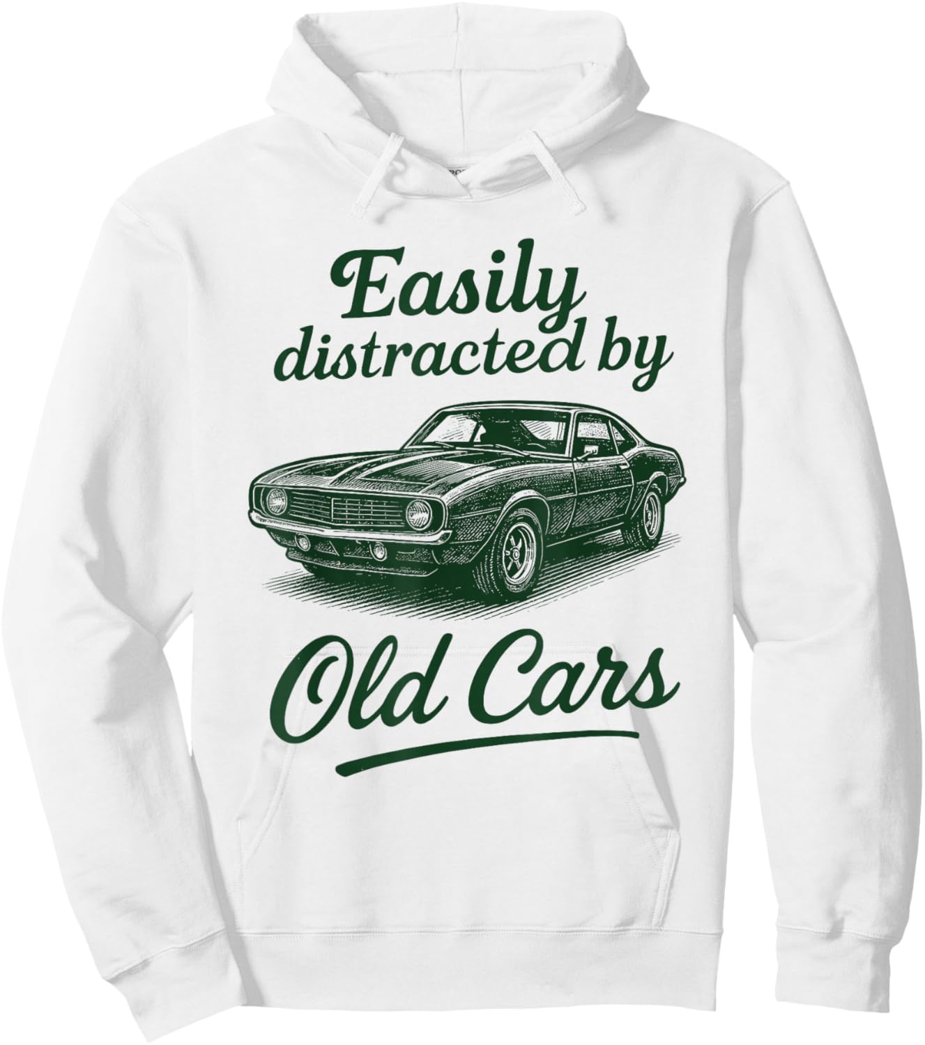 Easily Distracted by Old Cars Classic Car Guy Funny Vintage Hoodie - Hoodie | White