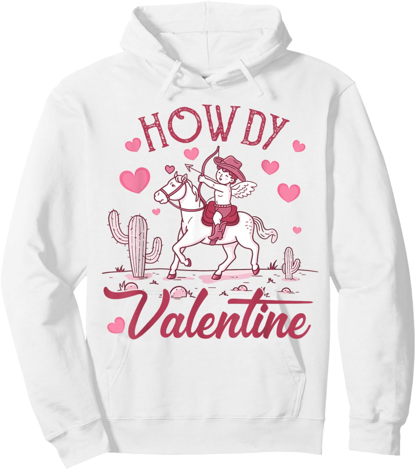 Retro Valentine Howdy Cowboy Valentine - Grey, Small - Valentine's Day Cowgirl - -Adults Hoodie - Hoodie | White