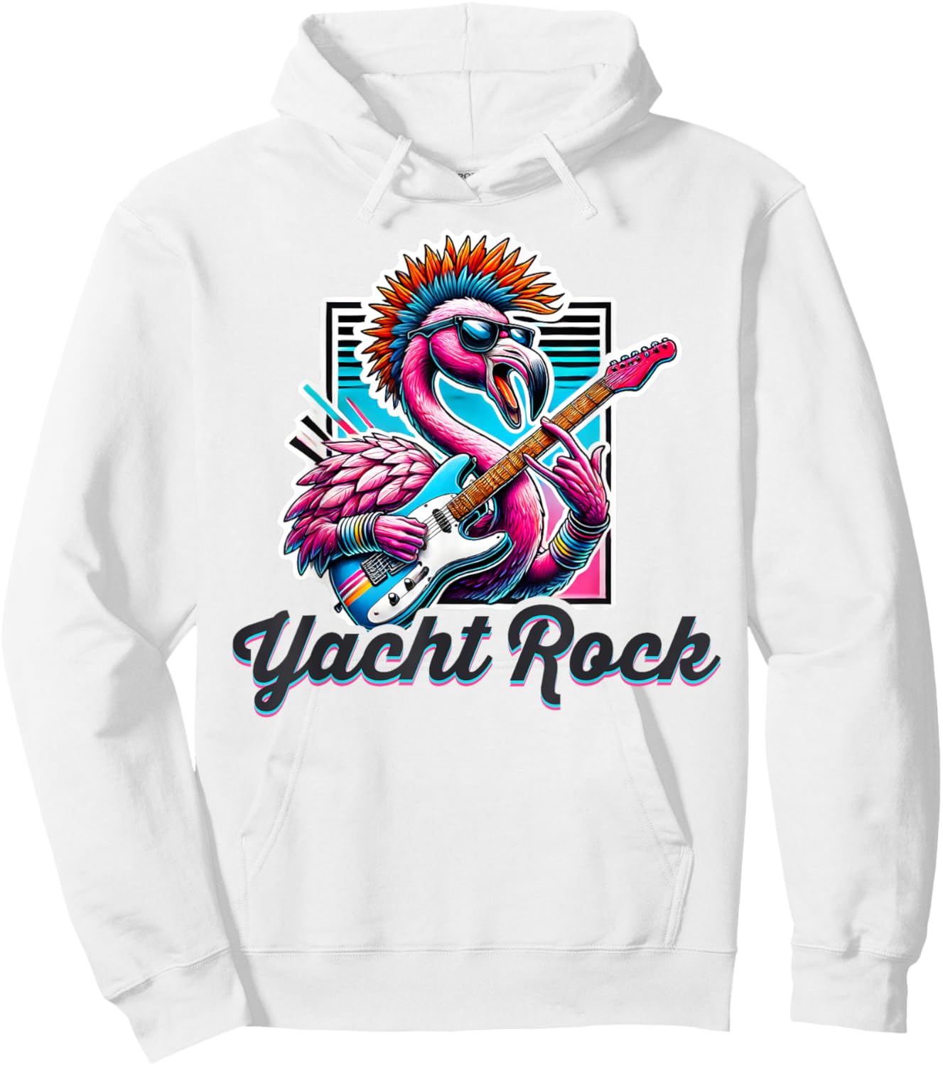 Yacht Rock Flamingo Retro Style, 70s 80s Soft Rock Retro Hoodie - Hoodie | White