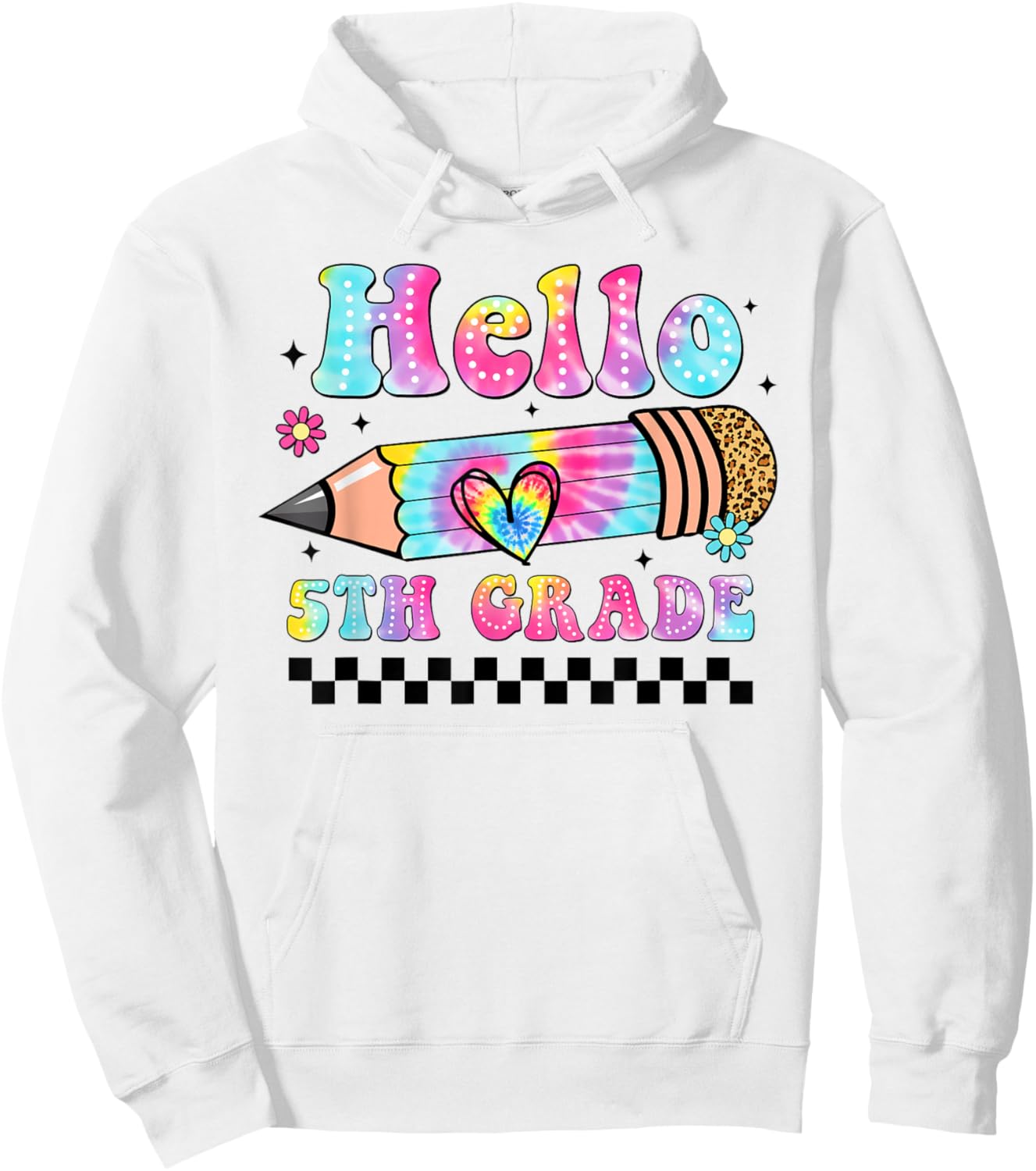 Hello Fifth Grade Leopard Tie Dye Back To School 5th Grade Hoodie - Hoodie | White