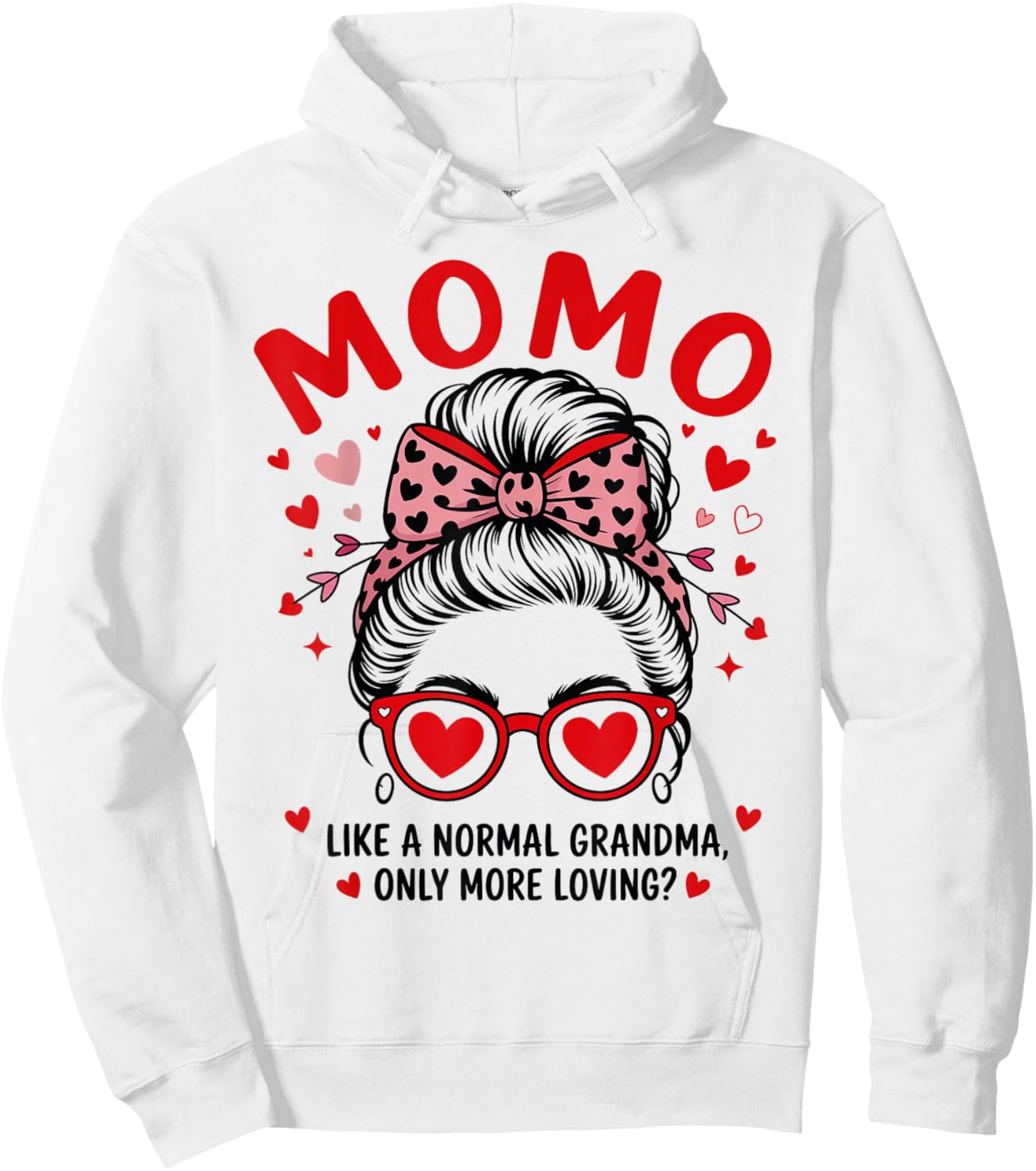 MOMO Valentine Quote for Loving Grandma with Cute Bow Hoodie - Hoodie | White