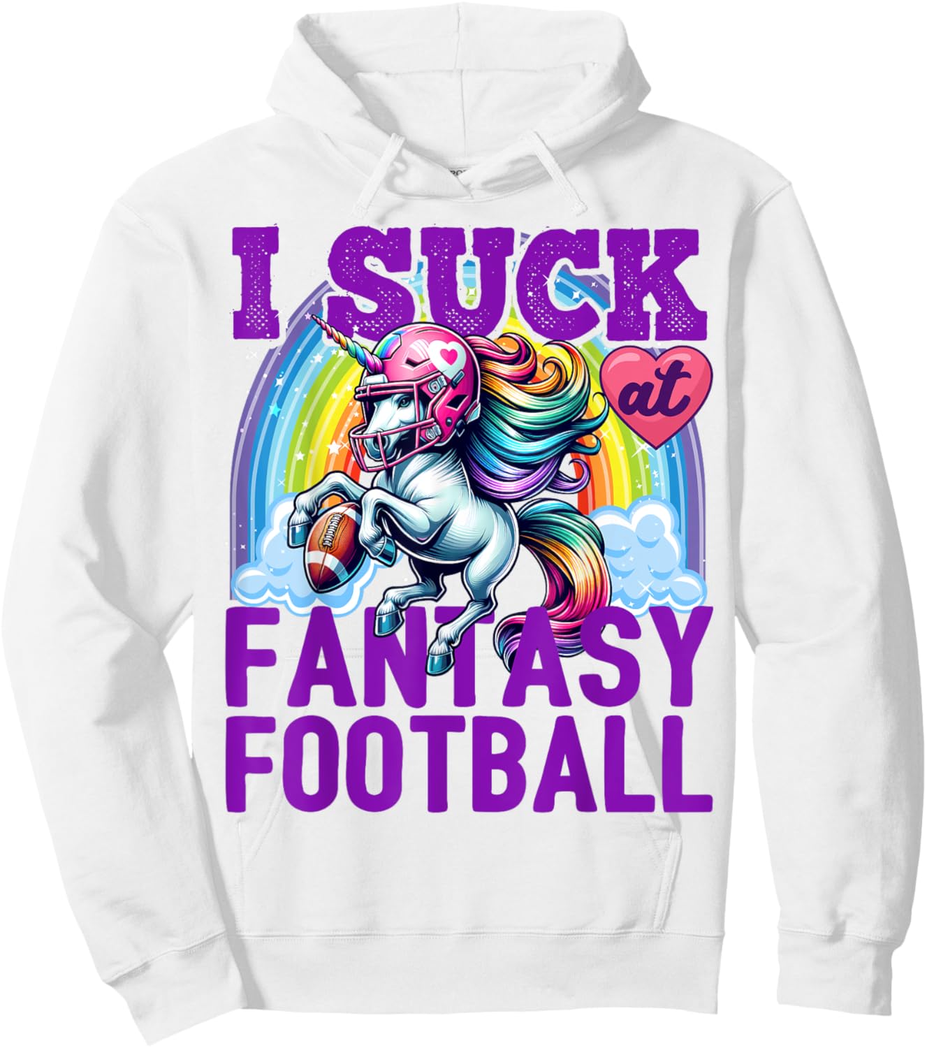 I Suck at Fantasy Football Unicorn Rainbow Loser Men Hoodie - Hoodie | White