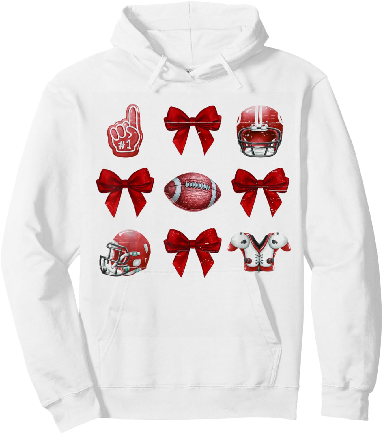 Vintage Coquette Bow Game Day American Football Player Coach Hoodie - Hoodie | White