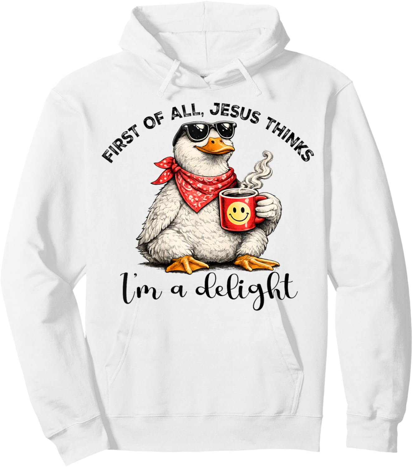 First of All Jesus Thinks I'm A Delight Goose Hoodie - Hoodie | White
