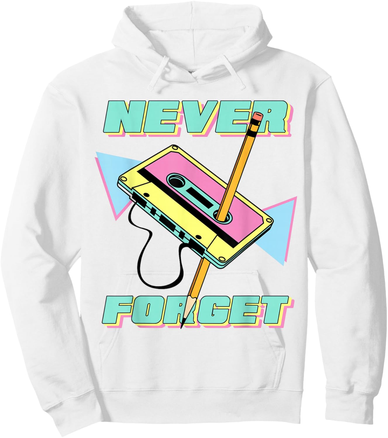 90s Party Costume 80s Never Forget Retro Cassette Hoodie - Hoodie | White