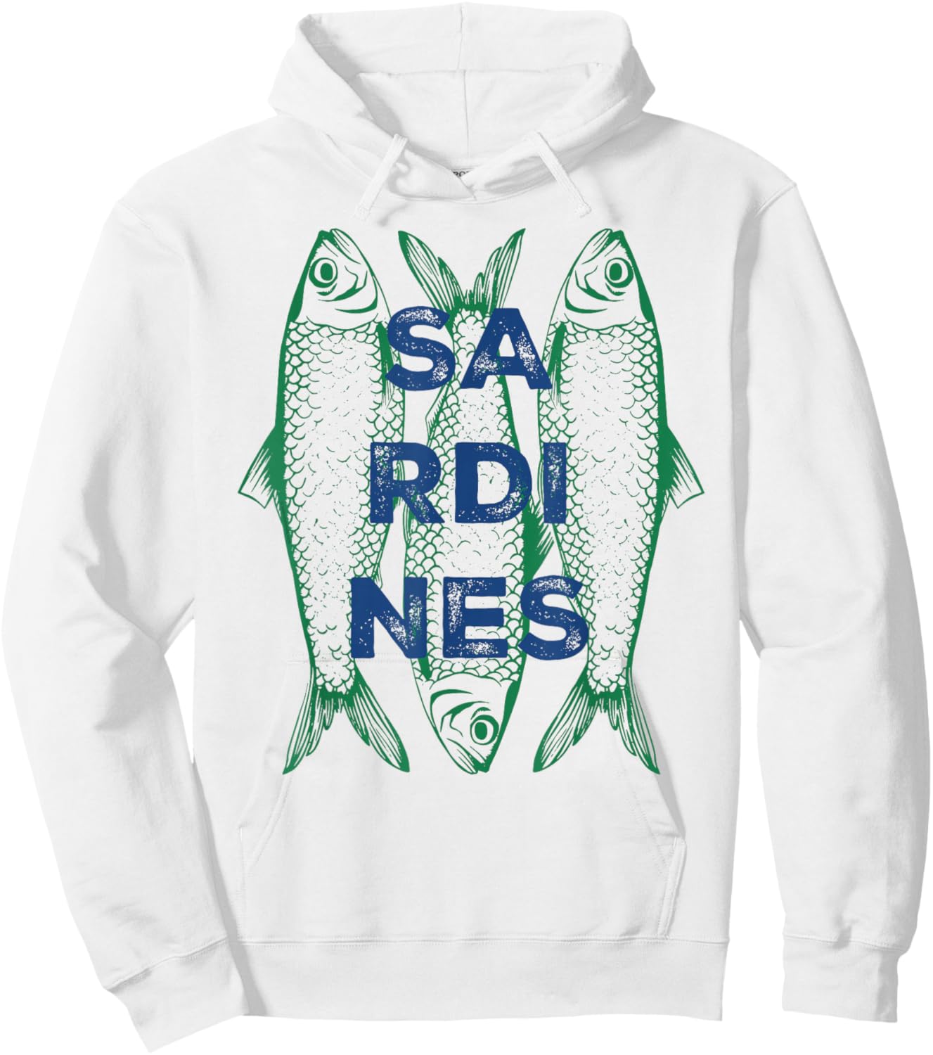 Sardines Retro Illustration Trio Minimalist Bold Typography Hoodie - Hoodie | White