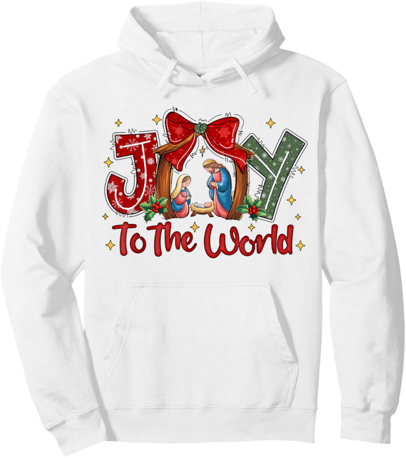 Joy To The World Christian Christmas Coquette Oh Holy Night Hoodie - Hoodie | White