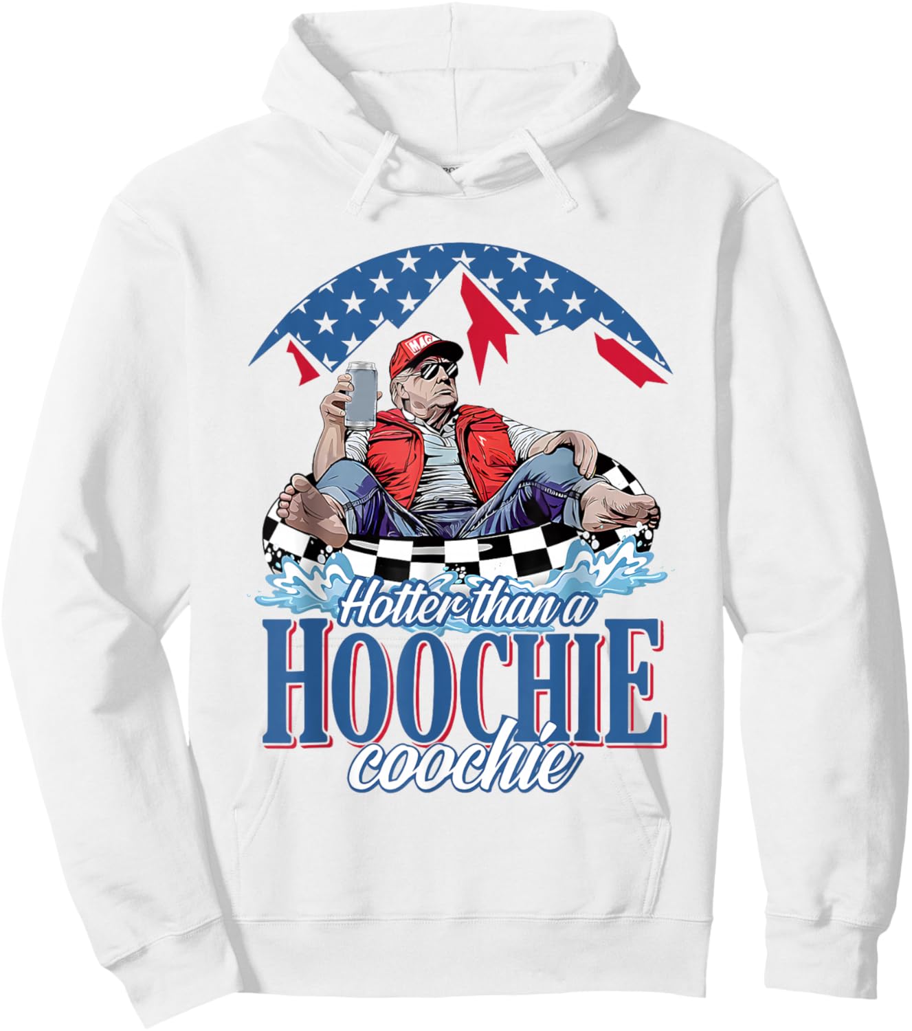 Hotter Than A Hoochie Trump Coochie Viral Trump Summer Vibes Hoodie - Hoodie | White