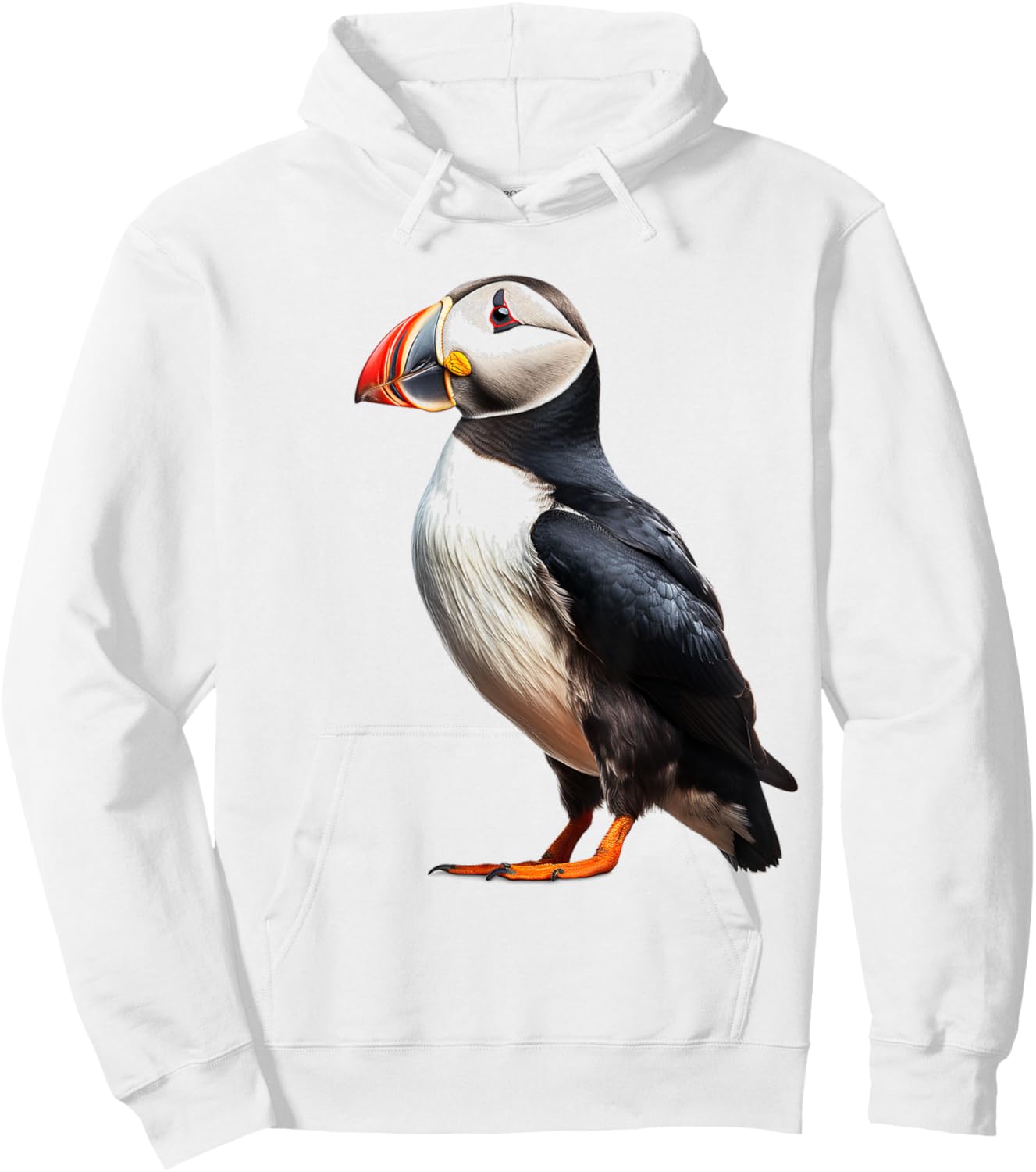 Puffin Animal Nature Motif Drawing Portrait Puffin Hoodie - Hoodie | White