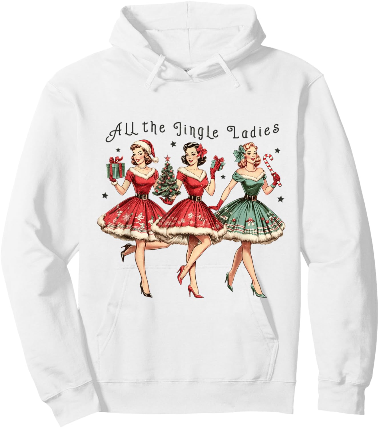 All The Jingle Ladies Funny Vintage Christmas Hoodie - Hoodie | White