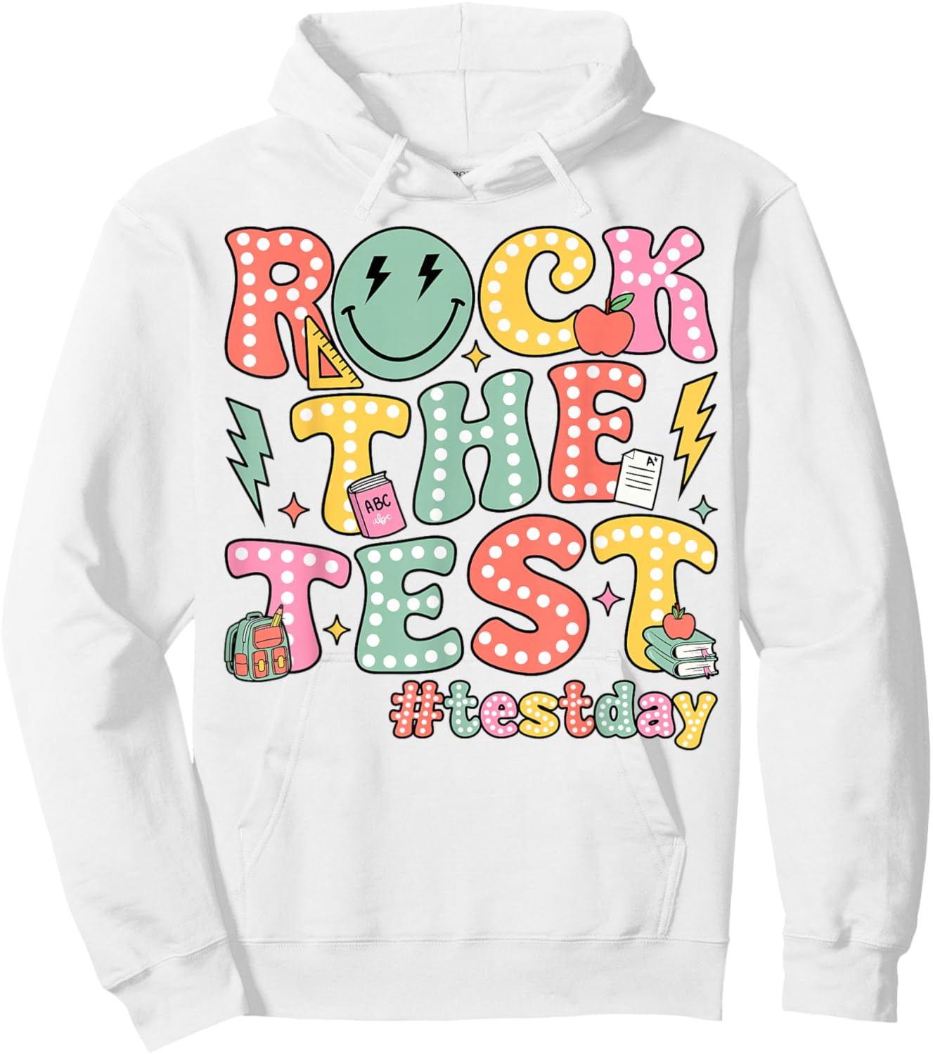 Rock The Test Testing Day Retro Motivational Teacher Student Hoodie - Hoodie | White