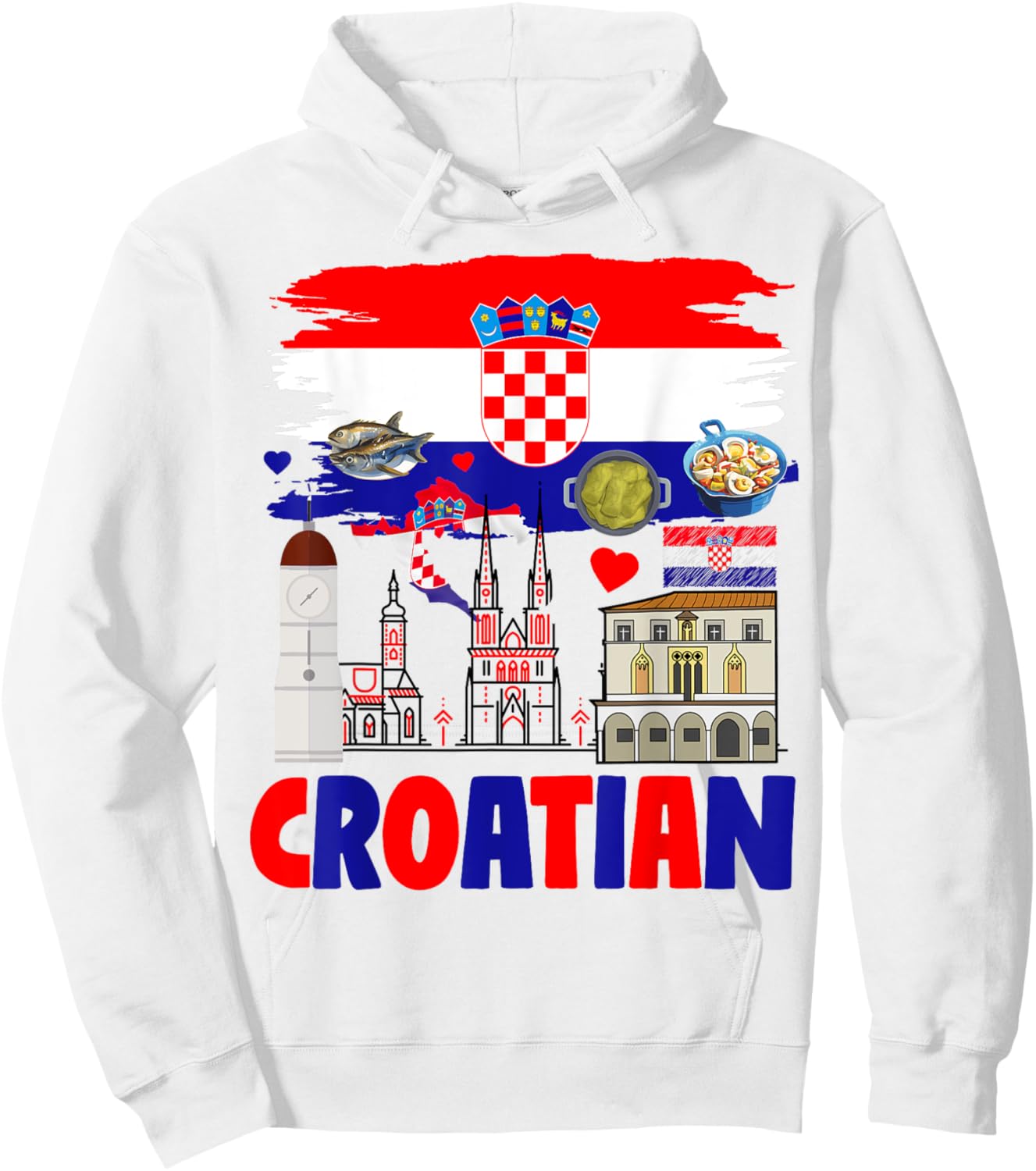 Croatian Flag Outfit Idea For Kids & Novelty Croatian Foodie Hoodie - Hoodie | White