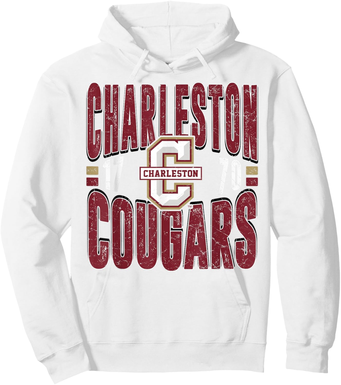 Charleston Cougars Vintage 90's Retro Gray Hoodie - Hoodie | White