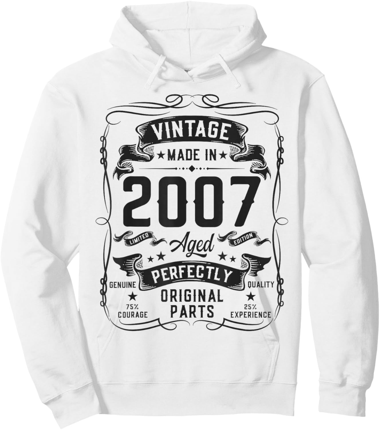 Vintage 2007 19yr 19th Birthday Gifts 19 Years Old Hoodie - Hoodie | White