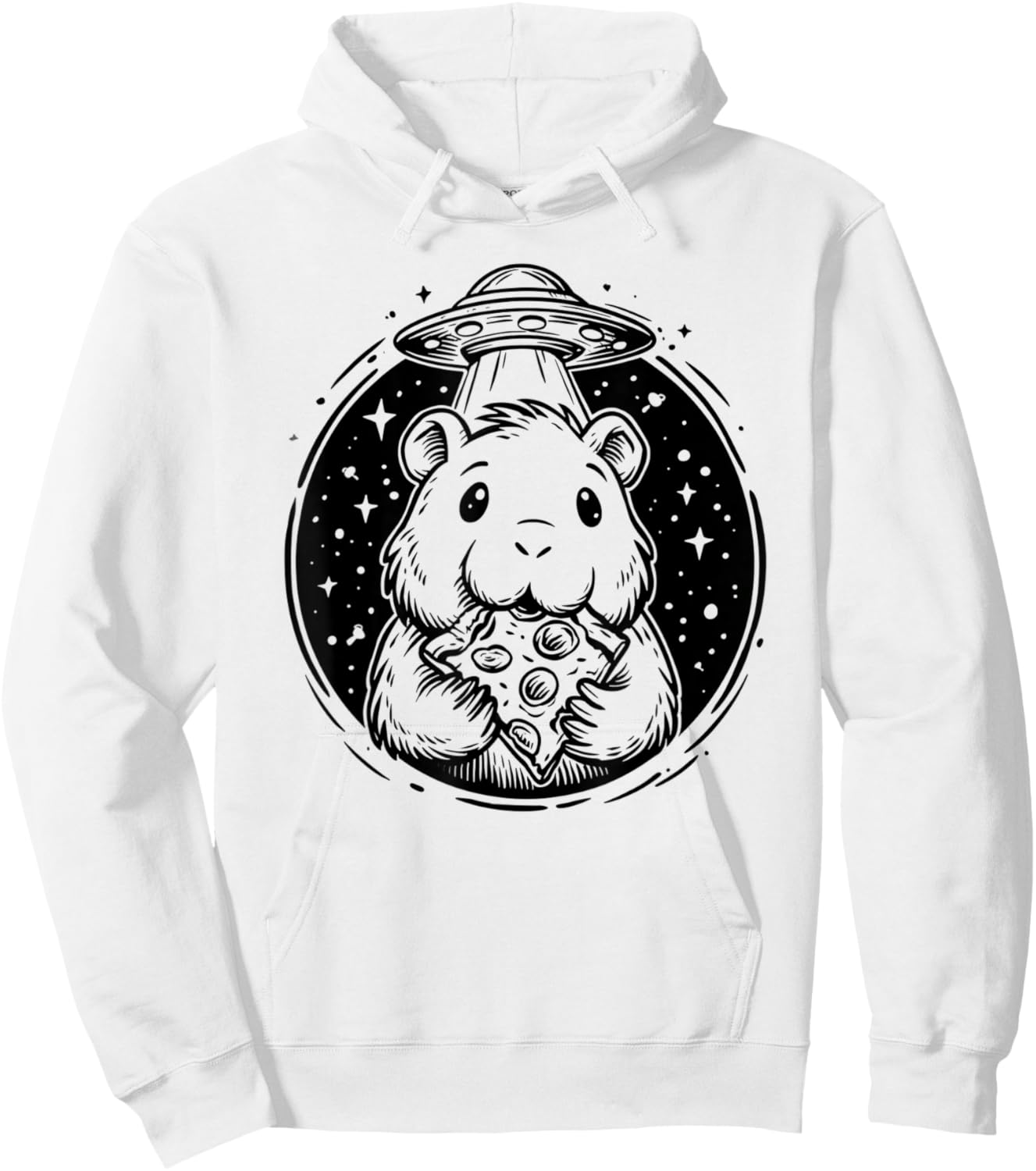Capybara Eating Pizza Food Lover Hoodie - Hoodie | White