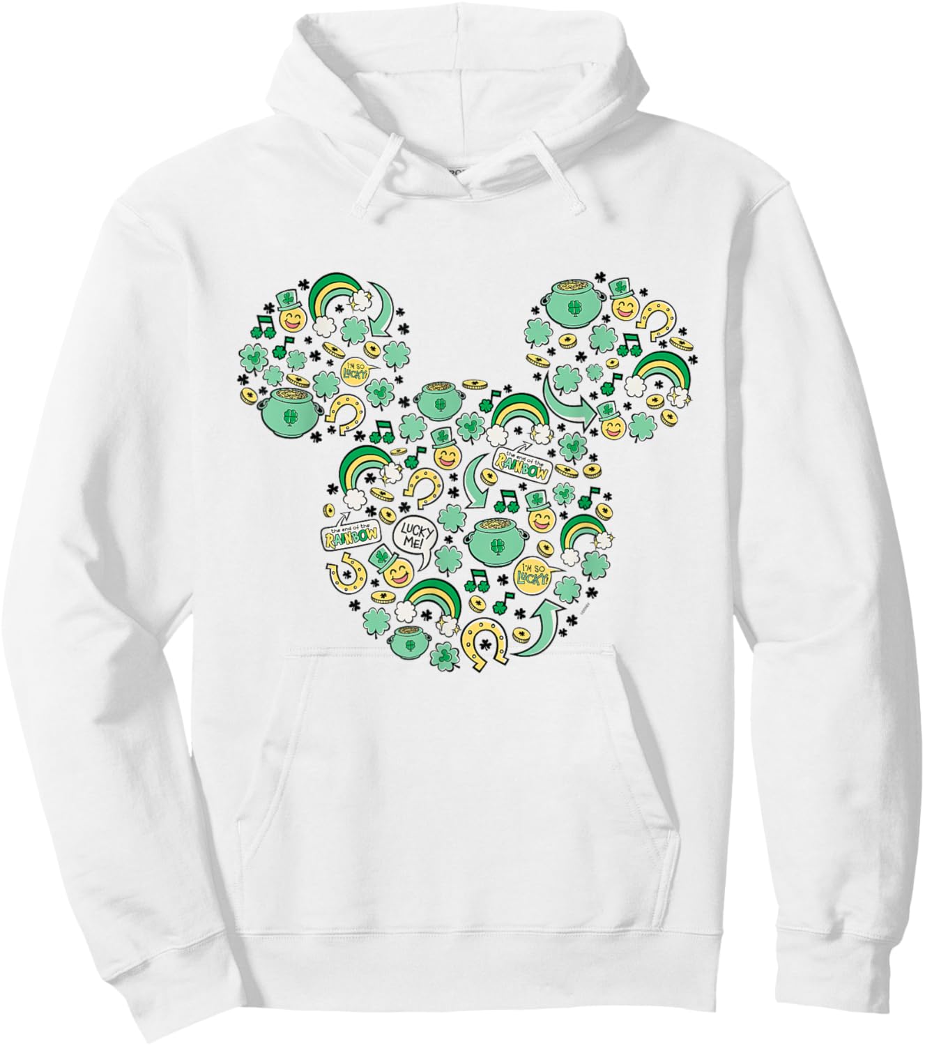Disney Mickey Mouse St. Patrick's Day Lucky Icons Face Shape Hoodie - Hoodie | White