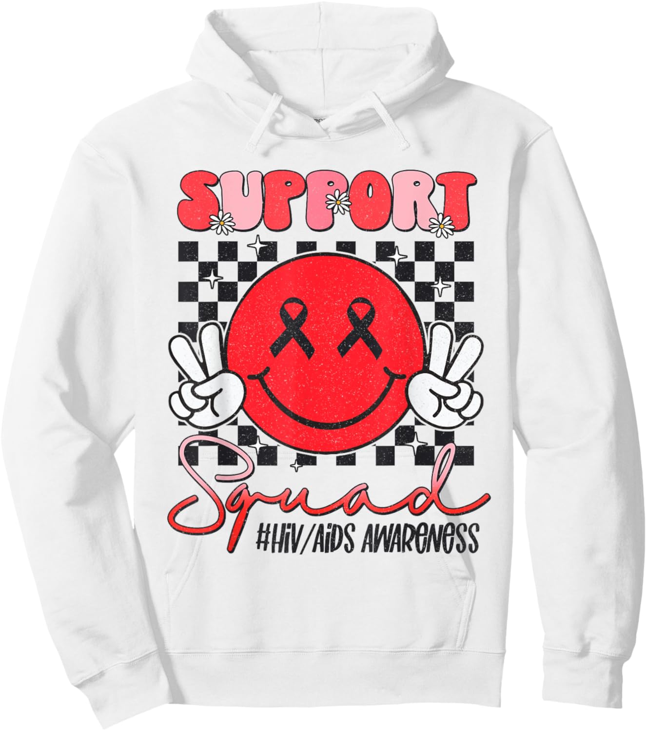 Aids Support Smile Face World Aids Day Hiv Aids Awareness Hoodie - Hoodie | White