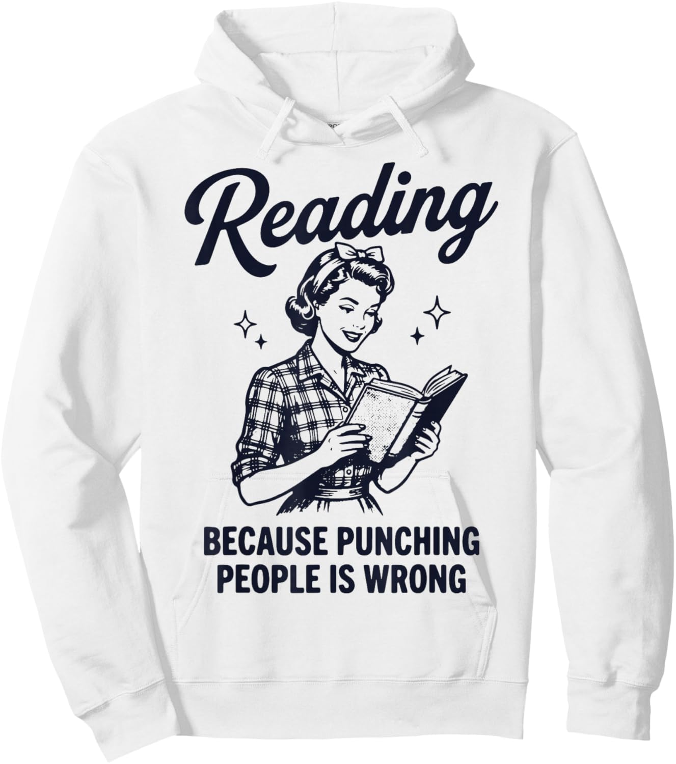 Reading Because Punching People is Wrong Hoodie - Hoodie | White