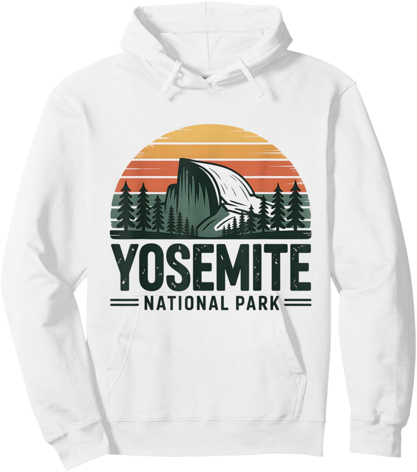 Yosemite National Park Half Dome Retro Sunset Hoodie - Hoodie | White