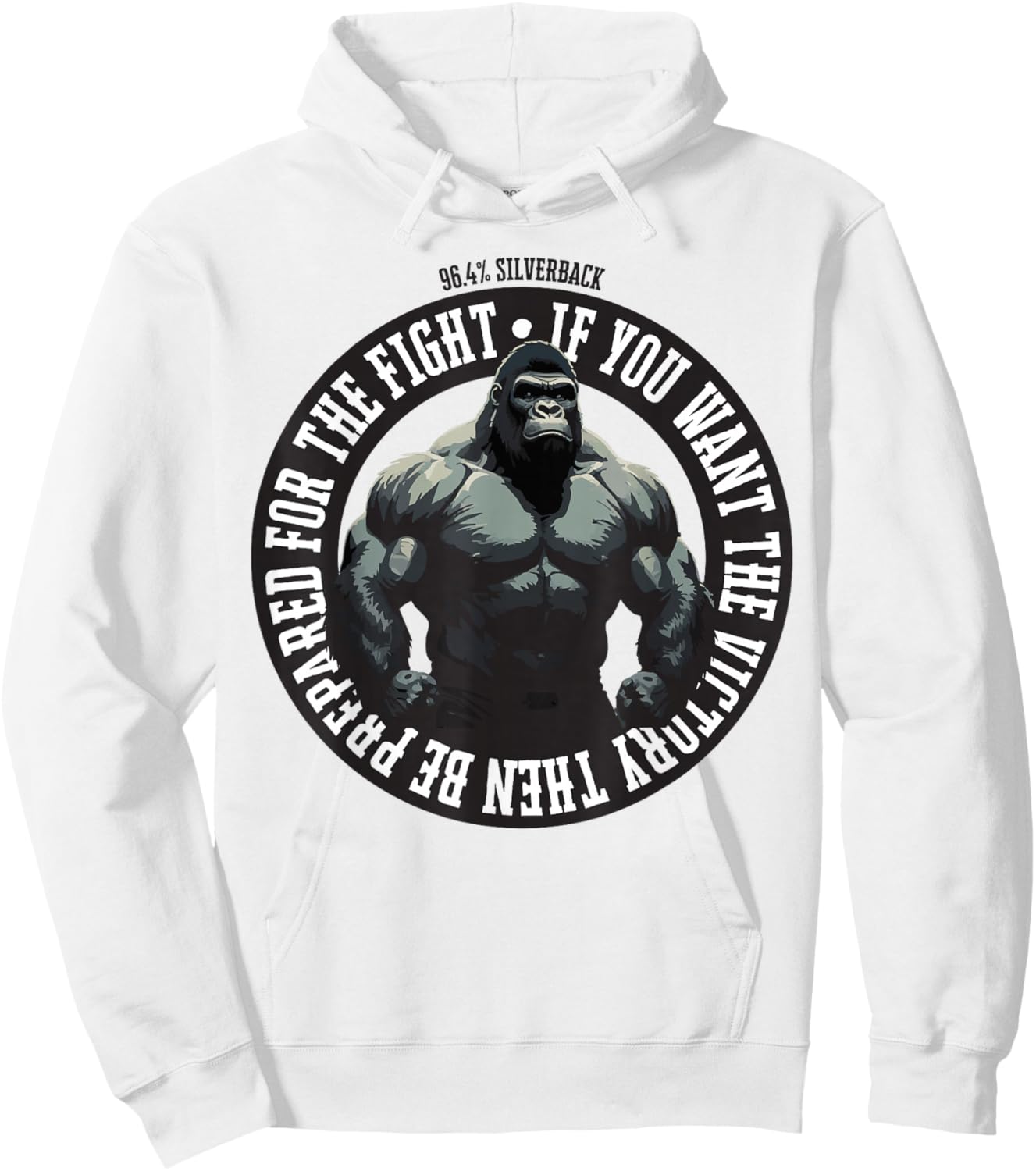 96.4% Silverback Gorilla Gym Apparel Bodybuilding Fight , gray, S Hoodie - Hoodie | White