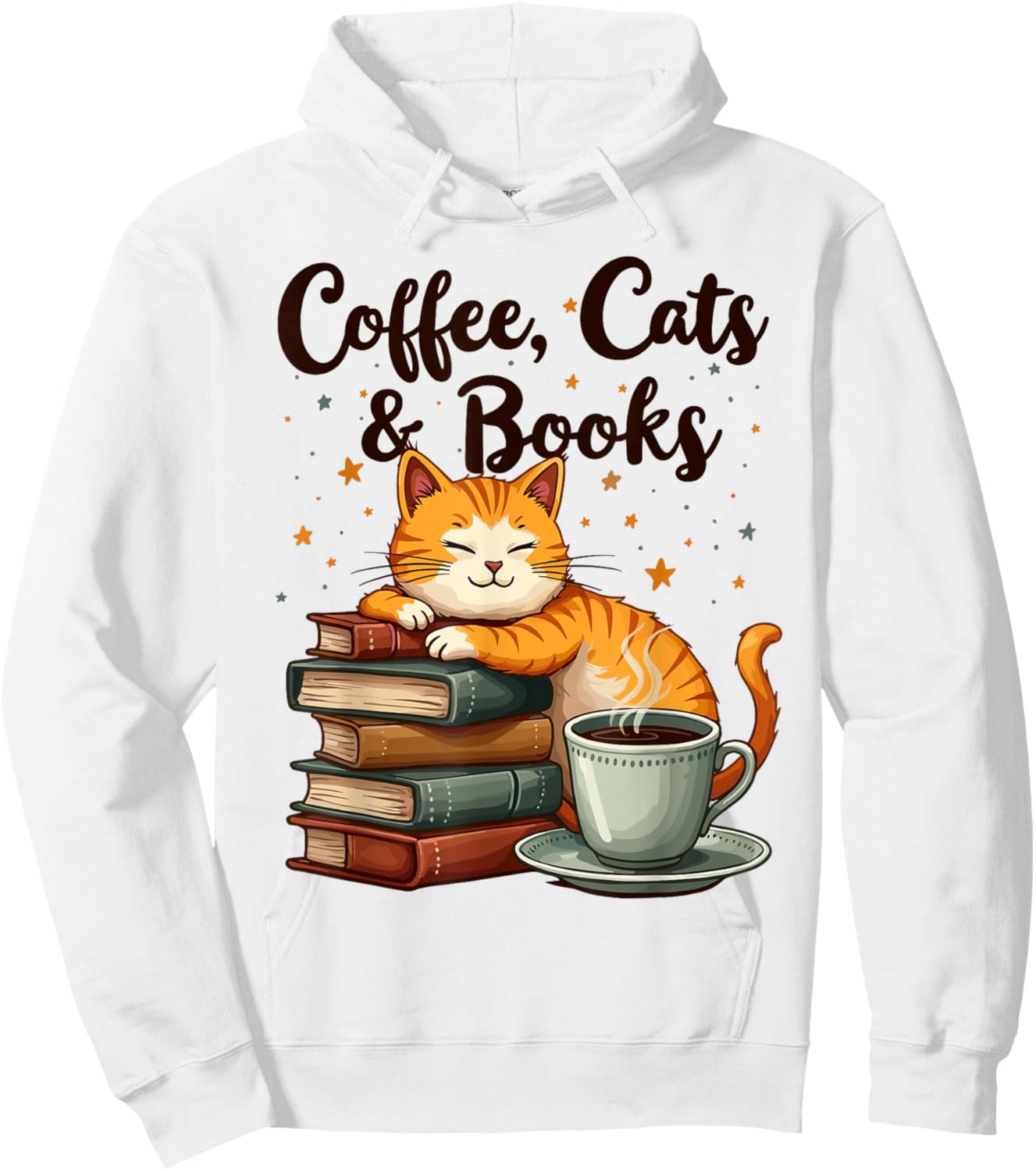 Coffee Cats And Books Lover, & Girls, Funny Coffee Hoodie - Hoodie | White
