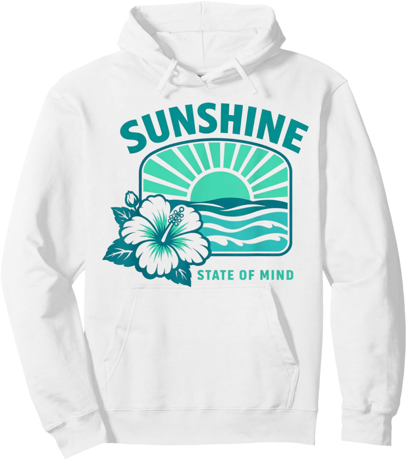 Sunshine State of Mind Tropical Hibiscus Design Hoodie - Hoodie | White