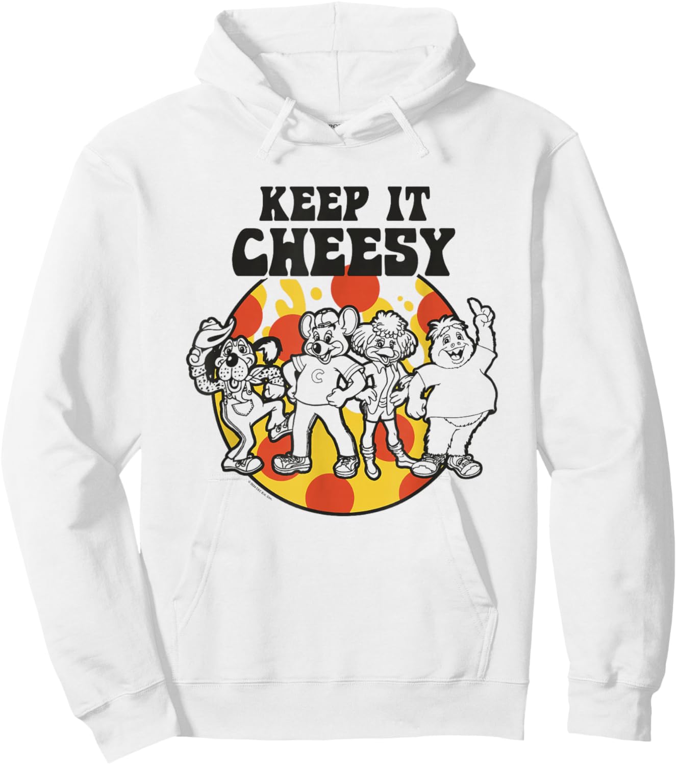 Chuck E. Cheese Keep It Cheesy Vintage Group Shot Big Logo Hoodie - Hoodie | White