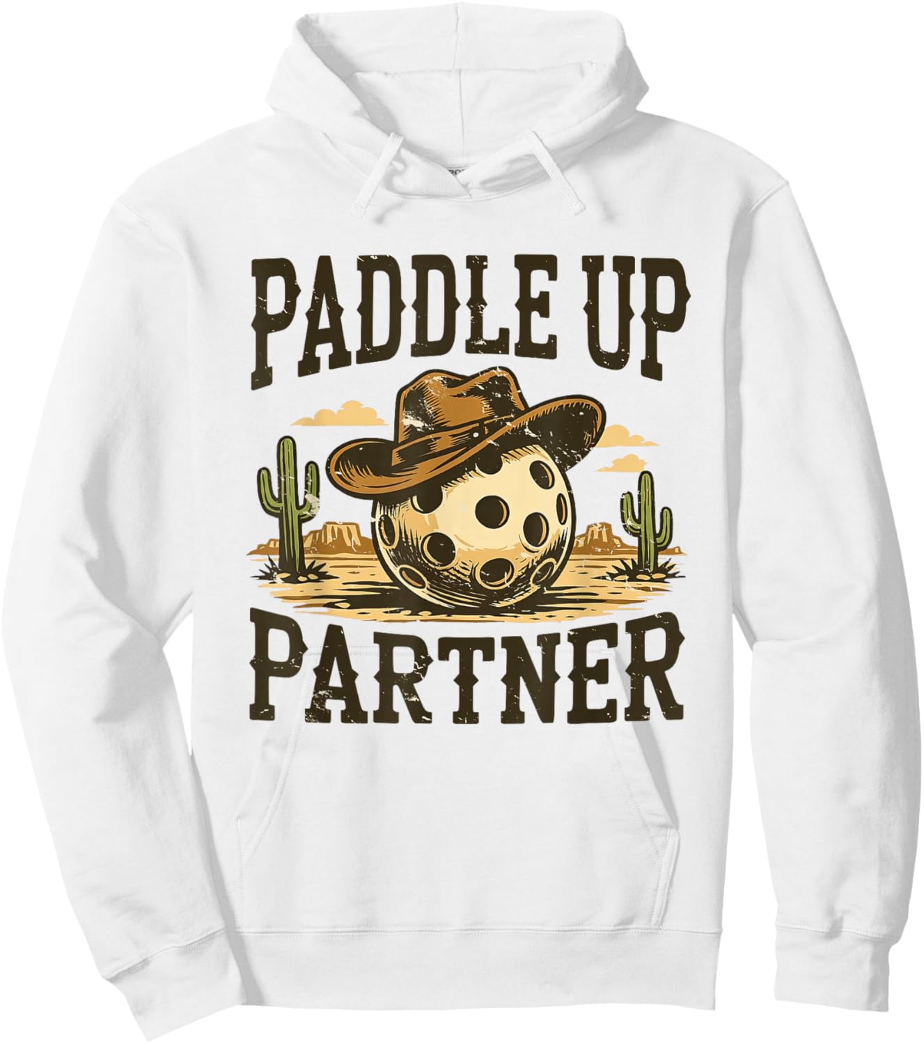 Paddle-Up Partner Howdy Pickle Ball Western Play Pickleball Hoodie - Hoodie | White