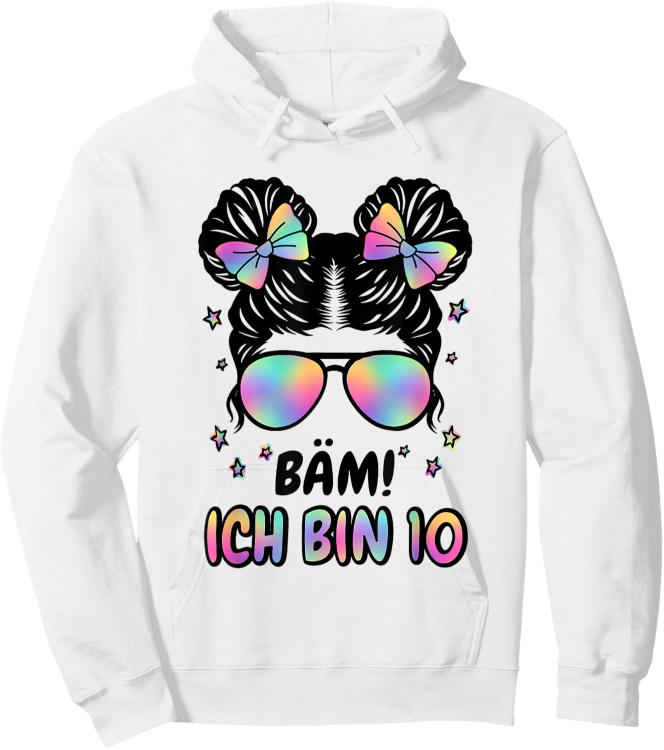 10th Birthday Girl Messy Bun Bäm! Ich Bin 10 Hoodie - Hoodie | White