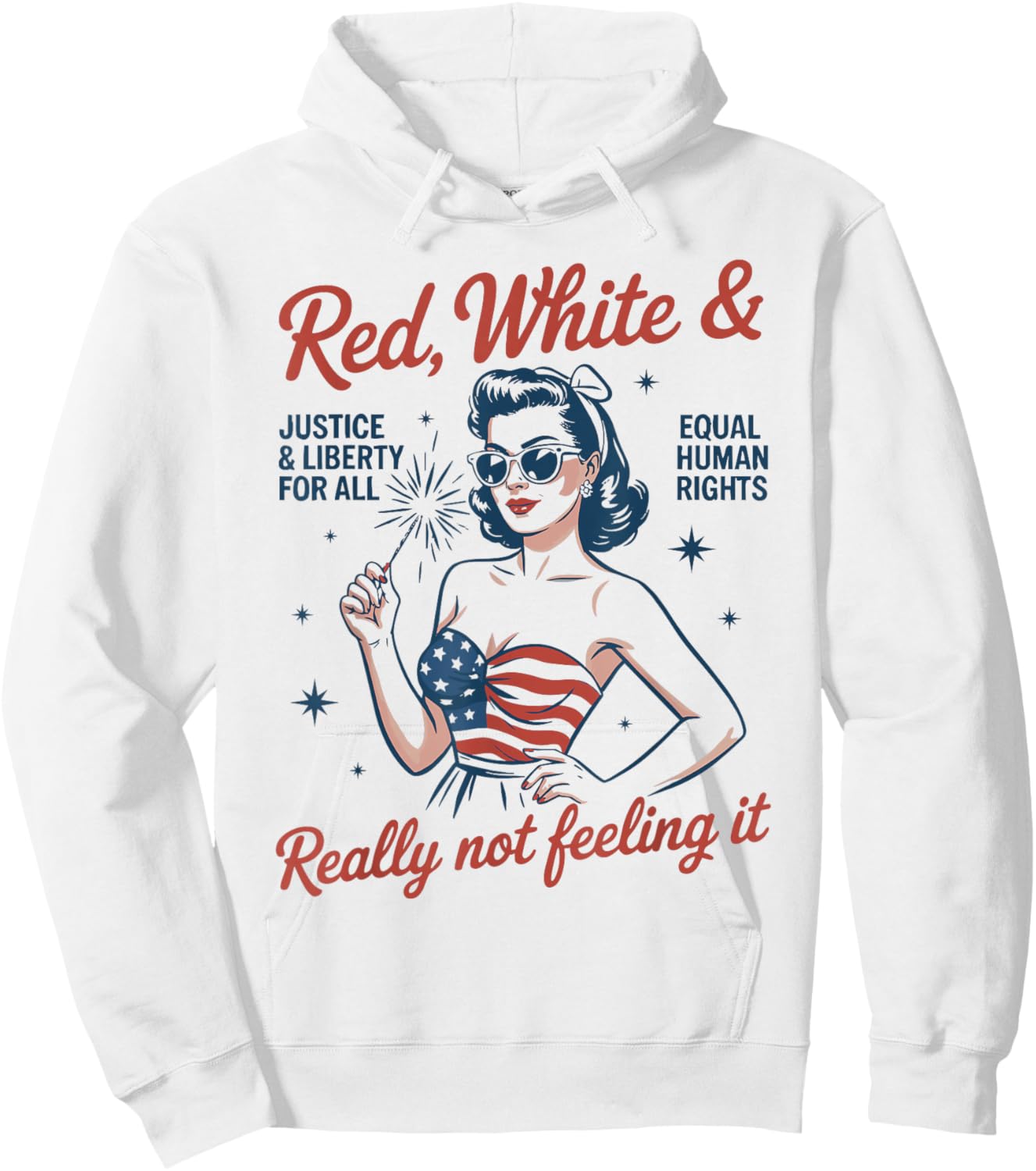 Retro Vintage Red White and Not Really Feeling It Feminism Hoodie - Hoodie | White