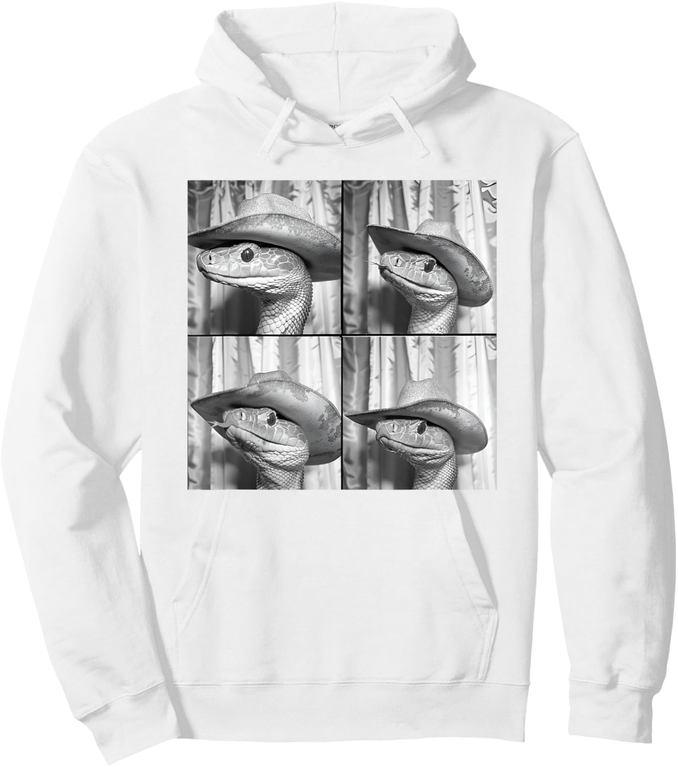 Snake In Cowboy Hat Funny Animal Photobooth Snake Face Hoodie - Hoodie | White