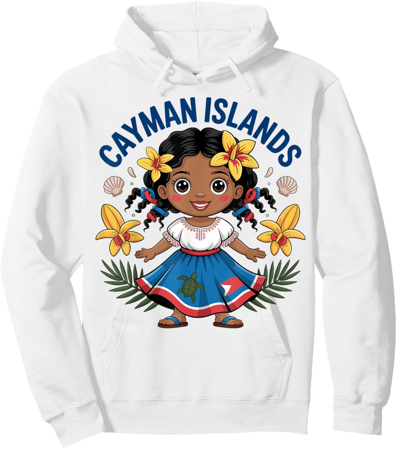 Cute Cayman Islands Girl in Island Dress for Kids Hoodie - Hoodie | White