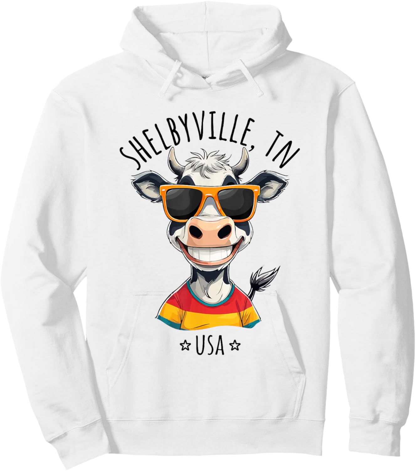Shelbyville TN USA Funny Cow Cartoon Design Hoodie - Hoodie | White