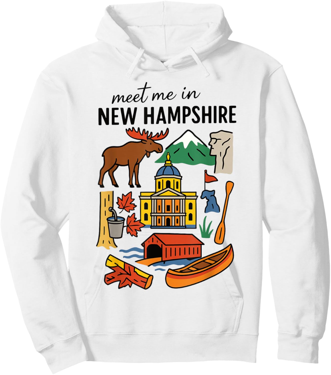 Meet me in New Hampshire - Cute US State Travel Retro Design Hoodie - Hoodie | White