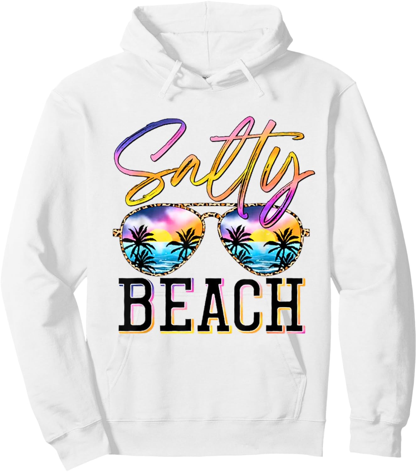 Salty Beach Sunset Sunglasses Summer Vacation Beach Party Women Hoodie - Hoodie | White