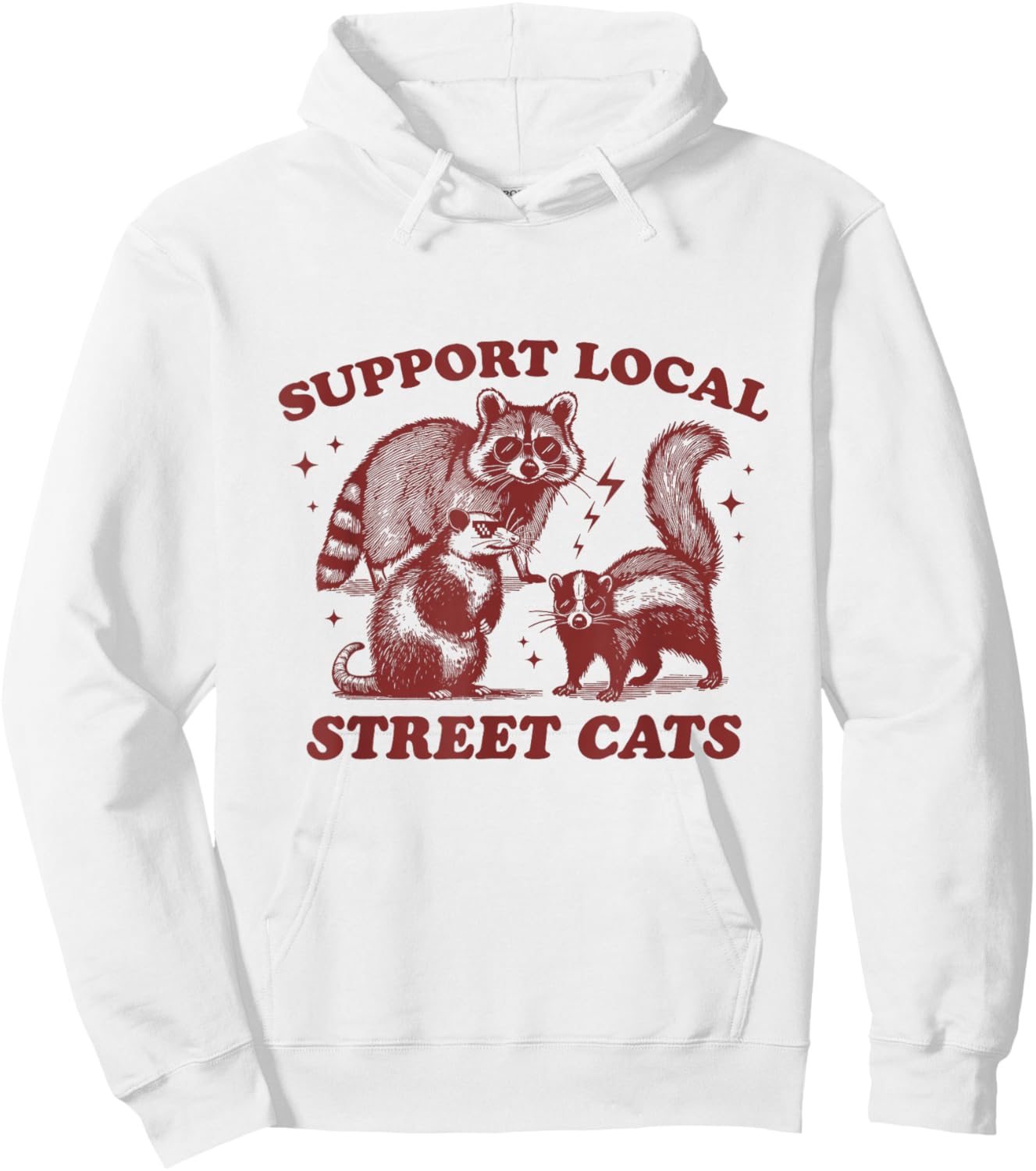 Support Local Street Cats Vintage Opossum Stinktier Waschbär Hoodie - Hoodie | White