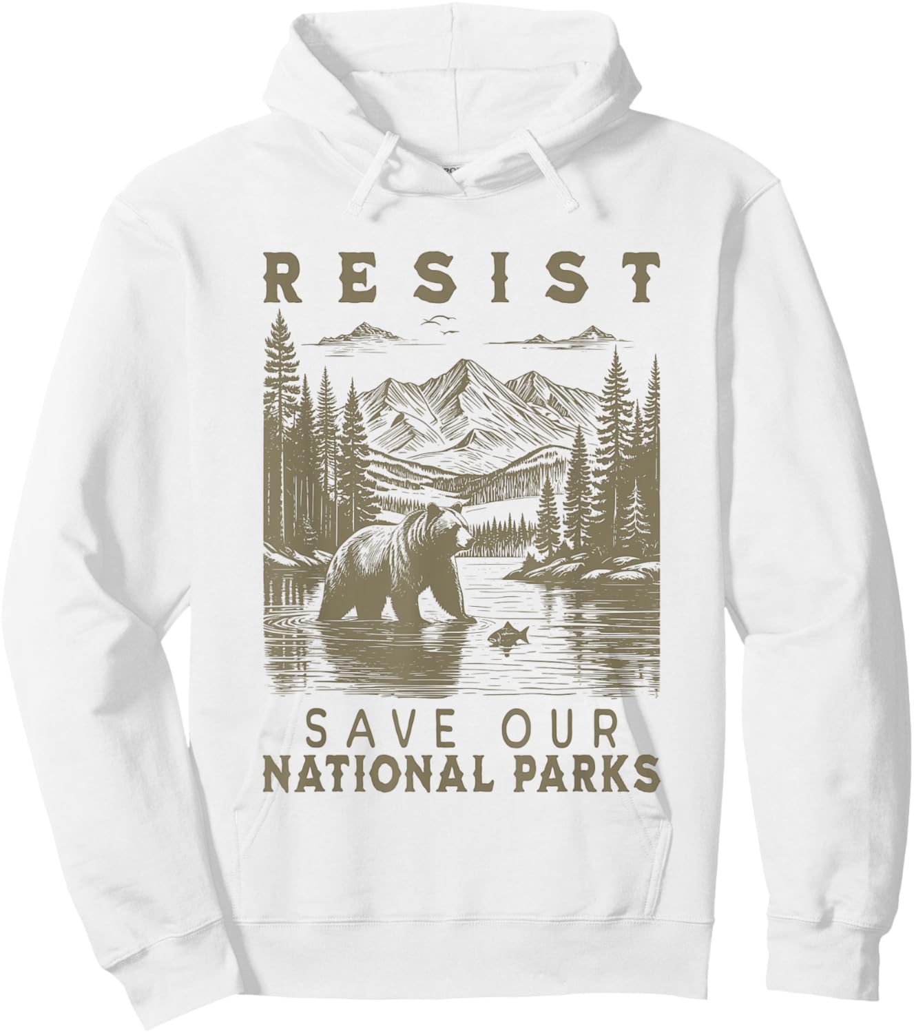 Protect Our National Parks Resist Retro Vintage Grizzly Hoodie - Hoodie | White