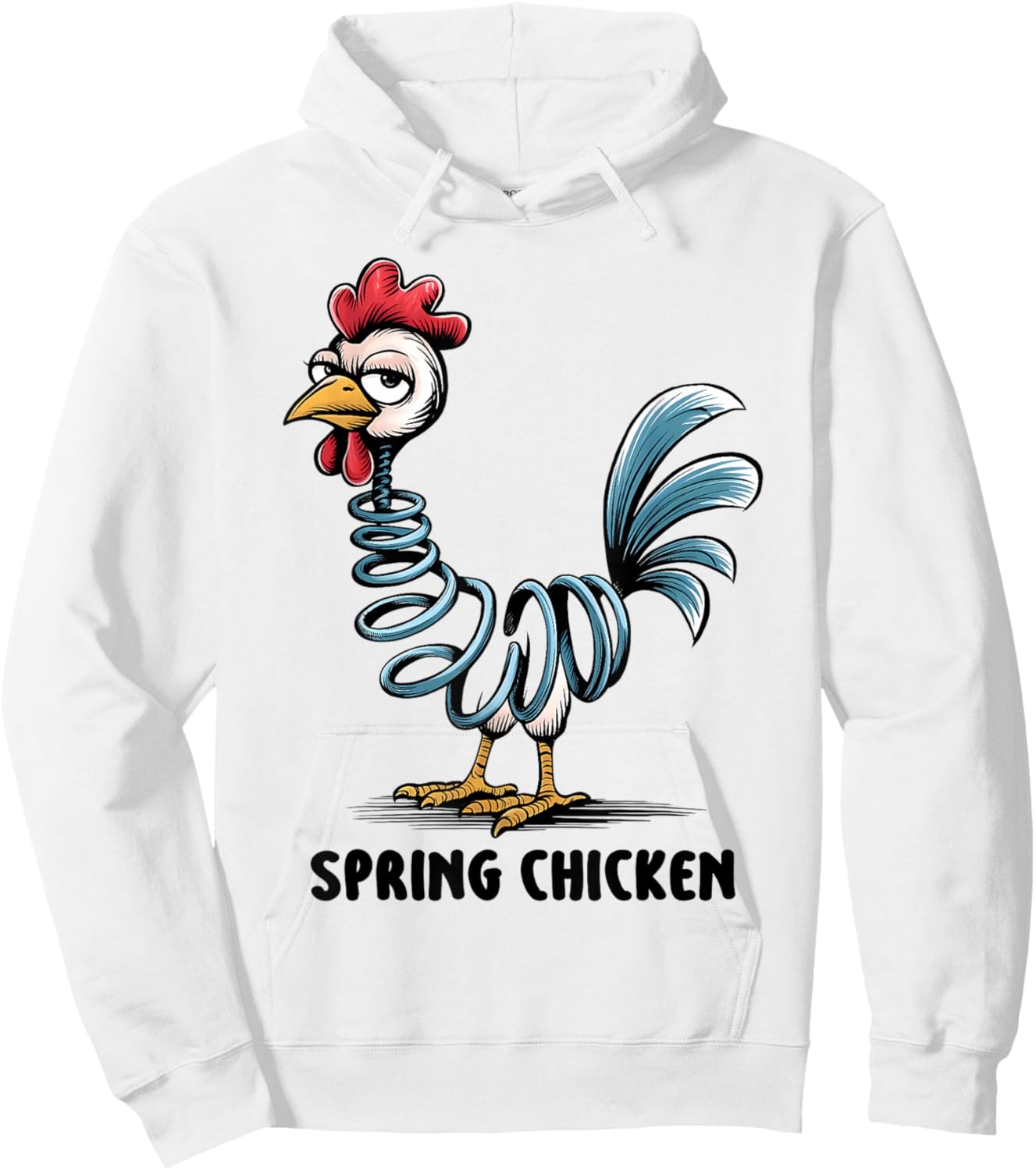 Spring Chicken Funny Farm Pun Chicken Humor Hoodie - Hoodie | White