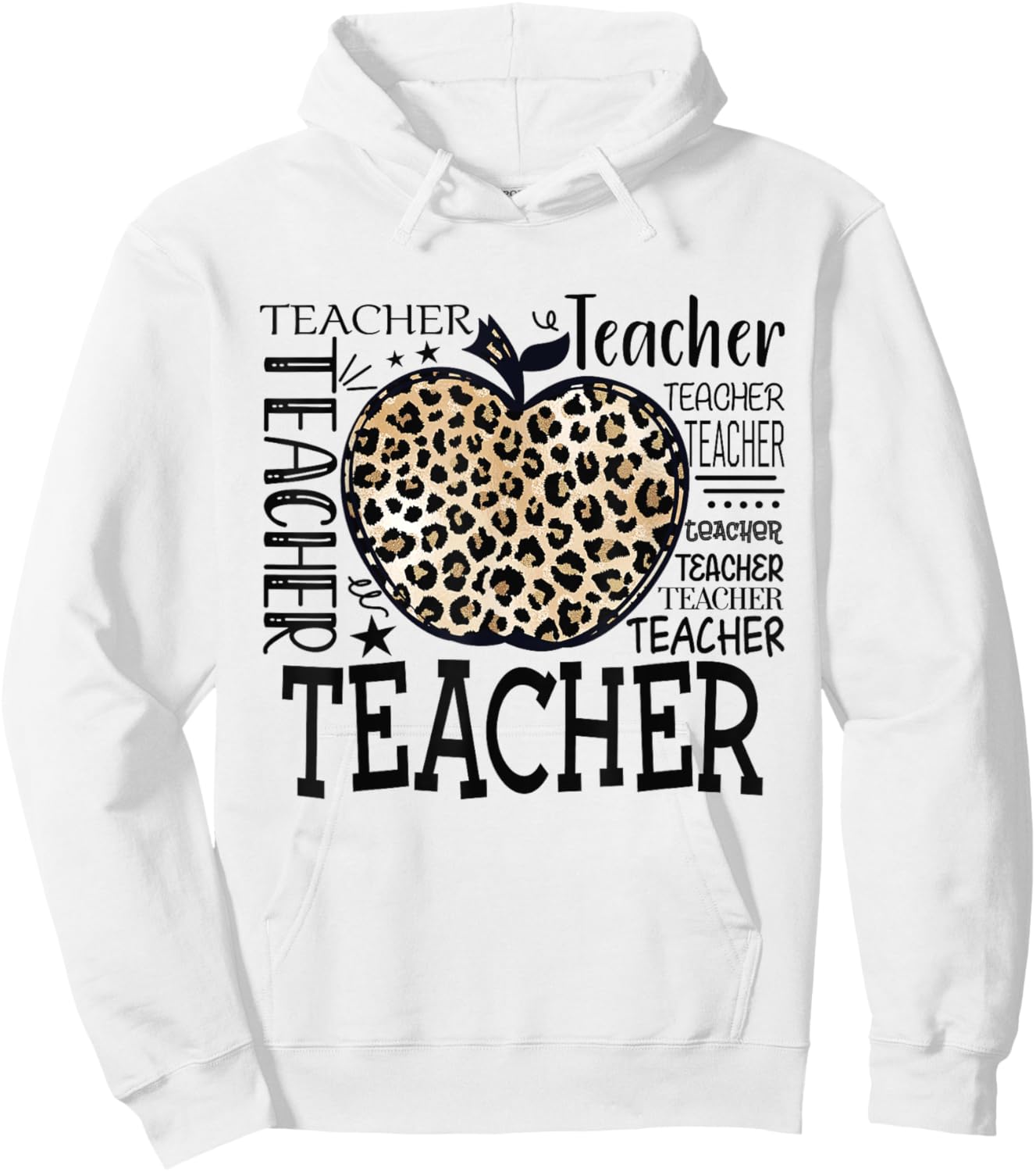 Leopard Apple Teacher Graphic Funny Teacher Back to School Hoodie - Hoodie | White