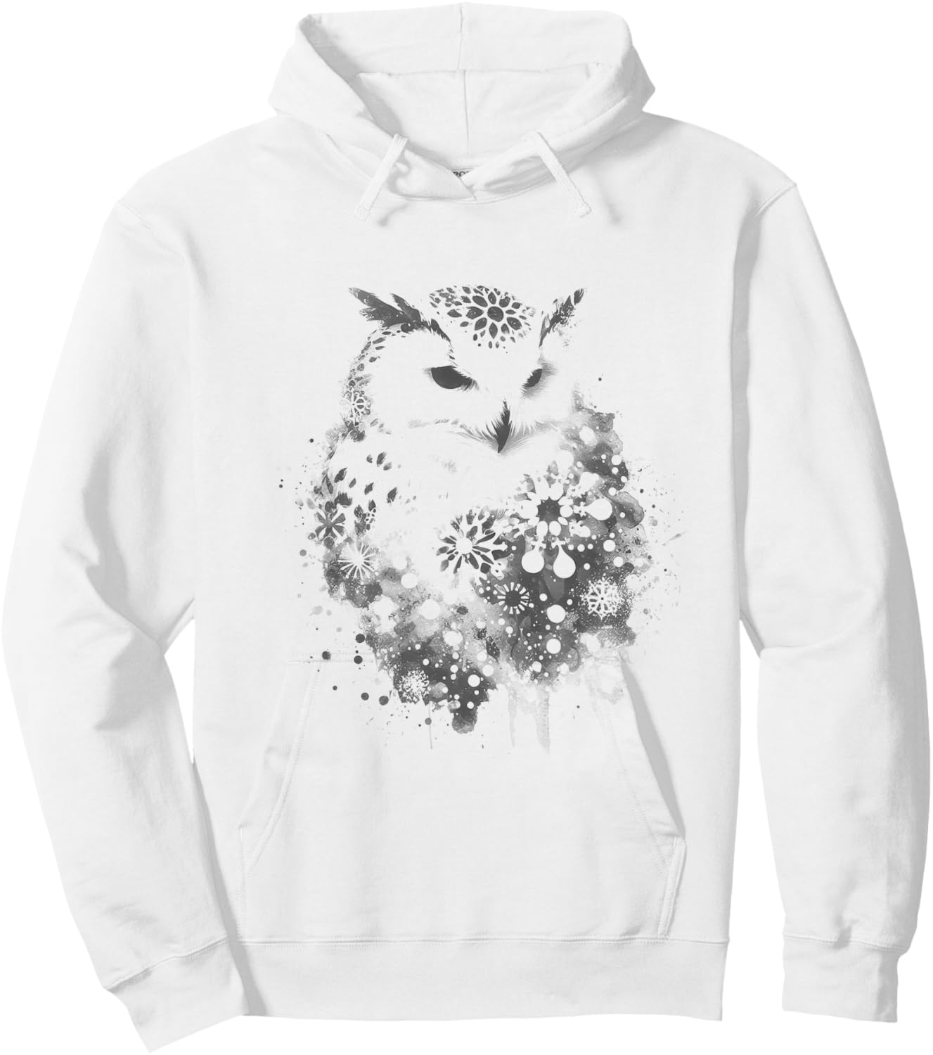 Abstract Snowy Owl Drawing Art Design Hoodie - Hoodie | White