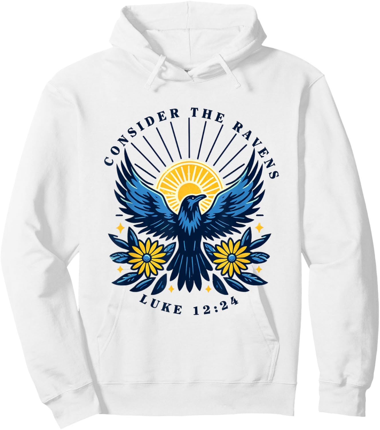 Retro Luke 12:24 Consider The Ravens Christian Bible Verse Hoodie - Hoodie | White