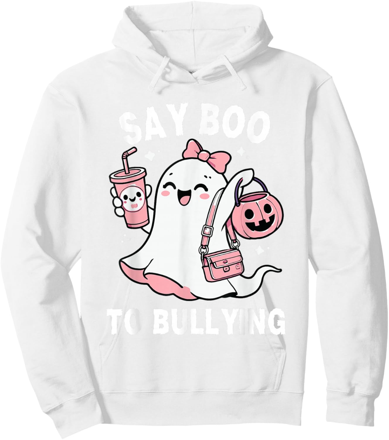 Say Boo To Bullying Orange Anti Bullying Unity Day Halloween Hoodie - Hoodie | White