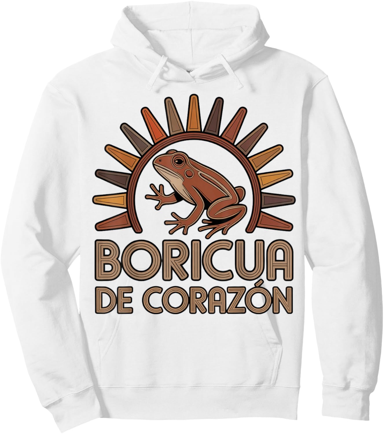 Boricua de Corazón Coquí Tribal Symbol Apparel Hoodie - Hoodie | White